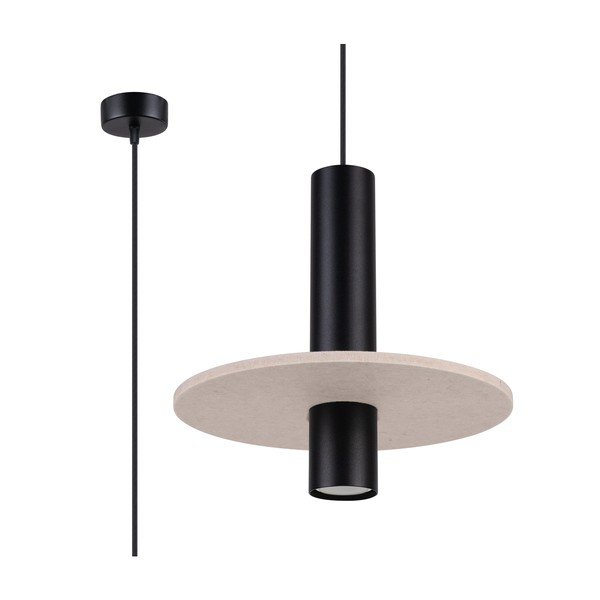Crna/bež metalna viseća svjetiljka ø 30 cm Olisa – Sollux-image-4