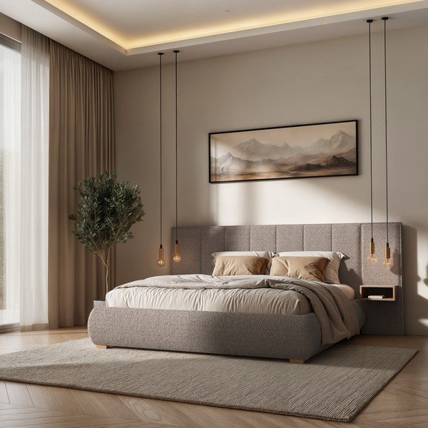 Svjetlo smeđi tapecirani bračni krevet s podnicom 140x200 cm Fioro – MESONICA-image-1