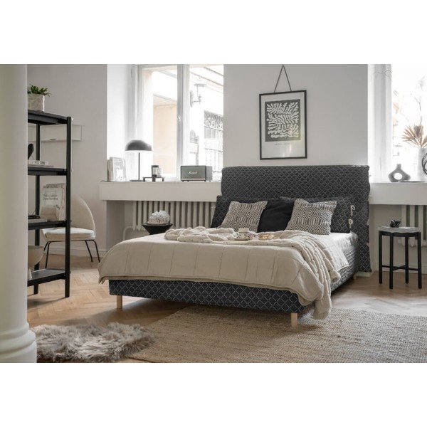 Sivi tapecirani bračni krevet s podnicom 140x200 cm Sleepy Luna - Miuform-image-2