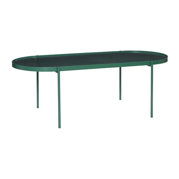 Zeleni stol sa staklenom pločom Hübsch Stol, dužina 120 cm