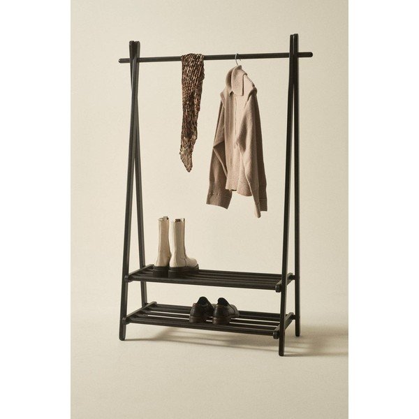 Crni stalak za odjeću od masivnog bora 100x150x41 cm Cole – Jotex-image-1