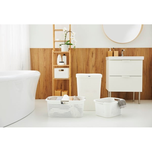 Bijela plastična košara za rublje 55 l Country - Rotho-image-3