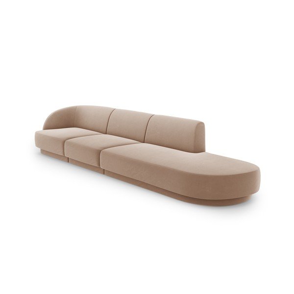 Bež baršunasta sofa 302 cm Miley – Micadoni Home-image-3