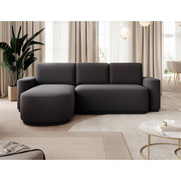 Tamno siva sklopiva/s prostorom za odlaganje kutna garnitura od šenila (s lijevim kutom/s ležaljkom) Aurumm – ELTAP-image-1