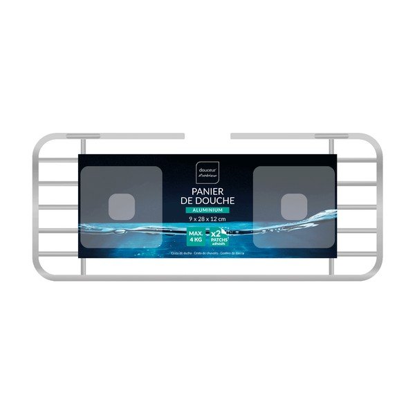 Kupaonska polica aluminijska u sjajno srebrnoj boji s postavljanjem bez bušenja Filaire Aluminium – douceur d'intérieur-image-2