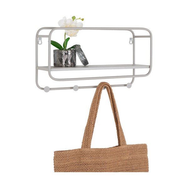 Svijetlo siva metalna zidna vješalica s policom Feira – House Nordic-image-3