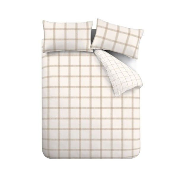 Bež pamučna posteljina za bračni krevet 200x200 cm Oxton Check – Bianca