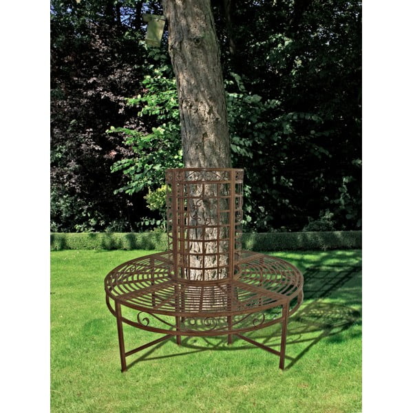 Crna/tamno smeđa metalna vrtna klupa Larissa – Garden Pleasure-image-1