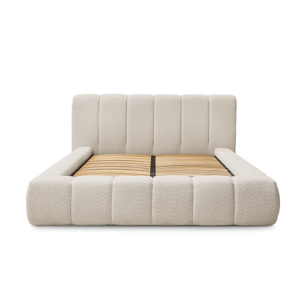 Bež tapecirani bračni krevet s prostorom za odlaganje s podnicom 160x200 cm Denali – Bobochic Paris-image-3