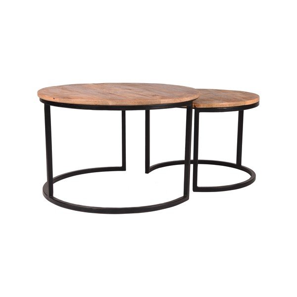 Set od 2 pomoćna stolića od drveta manga LABEL51 Kava, ⌀ 50 cm i ⌀ 70 cm-image-4