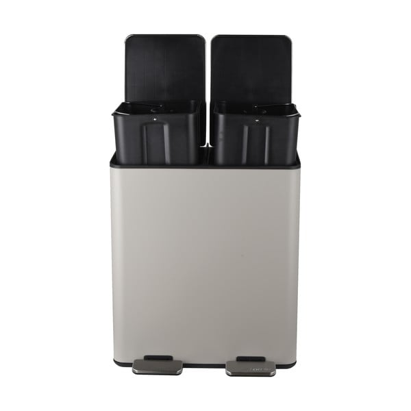 Smeđe-siva željezna kanta za smeće 2x20 l za odvojeni otpad/s pedalom   Aliya – Spirella-image-2