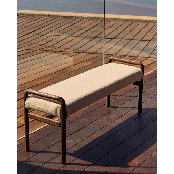 Krem/u prirodnoj boji klupa od šenila Macaret – Kave Home-image-1