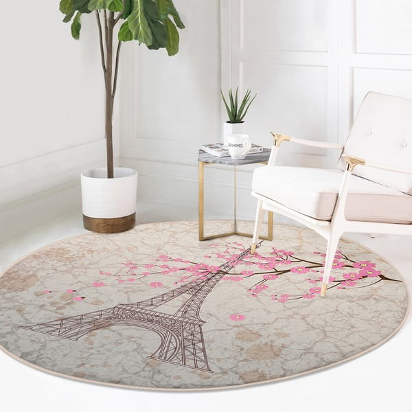 Svijetlo ružičasti periv/pogodan za robotski usisavač okrugli tepih ø 120 cm Comfort – Mila Home-image-3