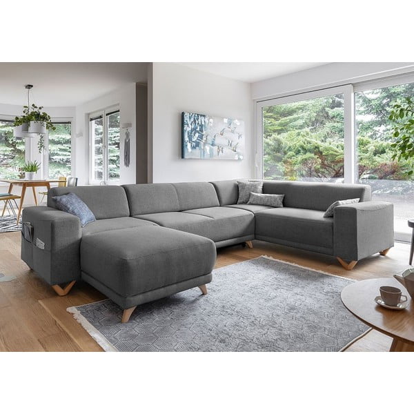 Siva sklopiva/s prostorom za odlaganje kutna garnitura (s desnim kutom/u obliku slova "U") Classy Sophie – Miuform-image-3