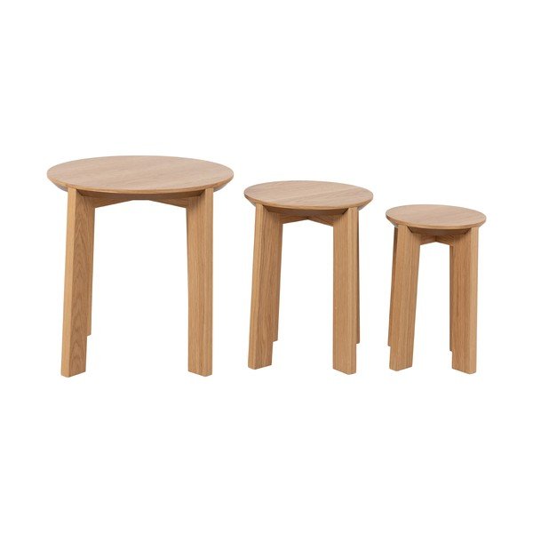 Okrugli pomoćni stolići u kompletu od 3 komada u dekoru hrasta, ø 50 cm Maxime - Actona-image-4