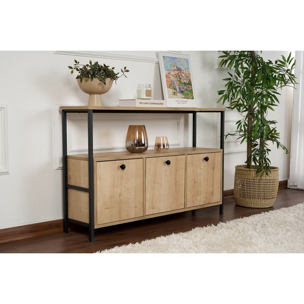 Pomoćni stol u dekoru hrasta u svijetloj prirodnoj boji 29,5x120 cm Solace – Kalune Design-image-1