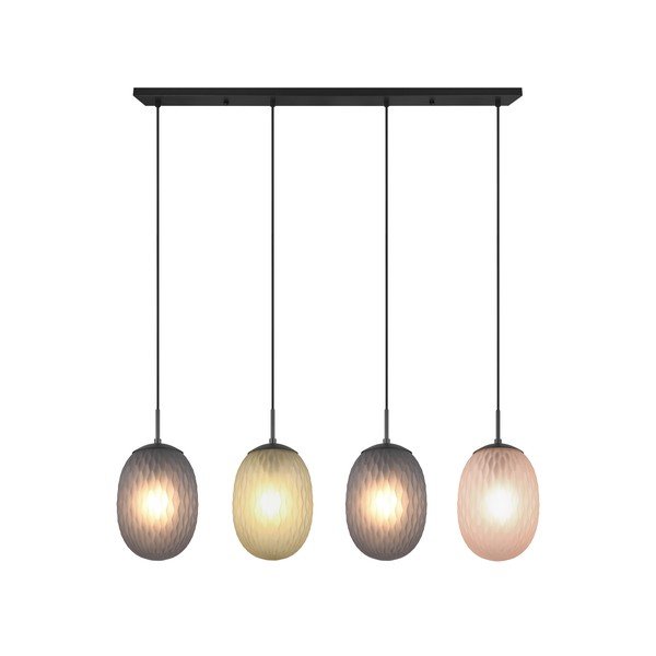 Mat crna viseća svjetiljka sa staklenim sjenilom Facette – Trio-image-4