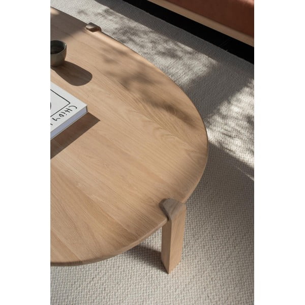 Stolić za kavu od punog hrasta u prirodnoj boji 100x180 cm Kulin – Gazzda-image-4