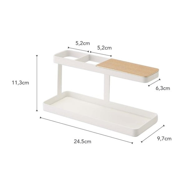 Bijeli višenamjenski stalak s detaljima od bukovine YAMAZAKI Tower Bar Desk-image-2