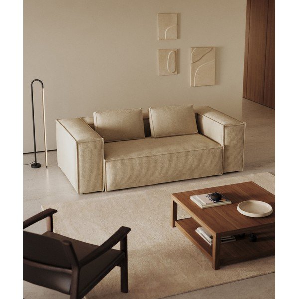 Bež sofa od samta 210 cm Blok – Kave Home-image-1