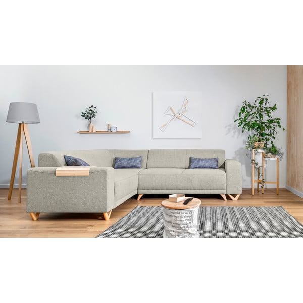 Bež sklopiva/s prostorom za odlaganje kutna garnitura (s lijevim kutom/u obliku slova L) Classy Sophie – Miuform-image-1