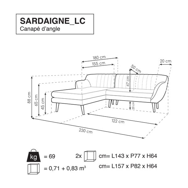 Svijetlo ružičasti kauč s ležaljkom na lijevoj strani Mazzini Sofas Sardaigne-image-4