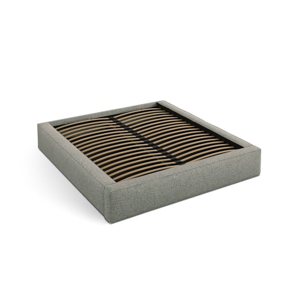 Zeleni tapecirani bračni krevet s prostorom za odlaganje s podnicom 200x200 cm Simon Olivia – Micadoni -image-2