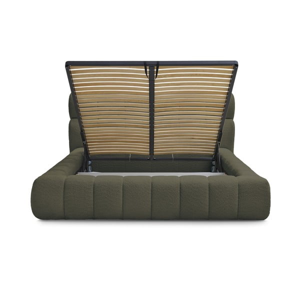 Zeleni tapecirani bračni krevet s prostorom za odlaganje s podnicom 160x200 cm Mont Blanc – Bobochic Paris-image-3