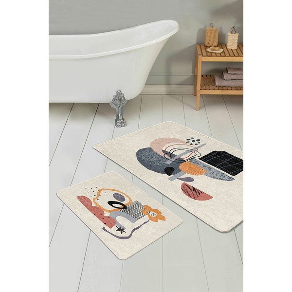 Bež od samta kupaonske prostirke u setu 2 kom 60x100 cm – Mila Home-image-1