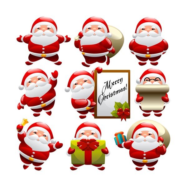 Set od 9 božićnih naljepnica Ambiance Funny Santa Claus-image-1