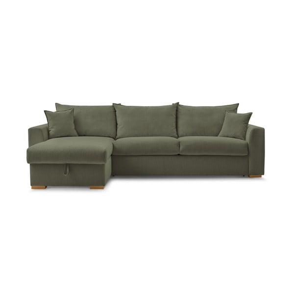 Zelena sklopiva kutna garnitura od samta (promjenjiva) Augustin – Bobochic Paris