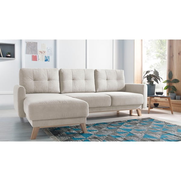 Bež kutni kauč na razvlačenje Bobochic Paris Balio Enjoy, lijevi kut-image-1