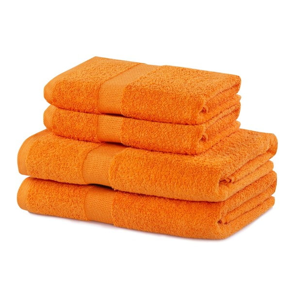 Narančasti pamučni set ručnika 4 kom od frotira Marina – DecoKing
