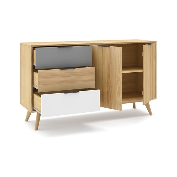 Niska komoda od borovine u prirodnoj boji 140x81 cm Elfa – Marckeric-image-4