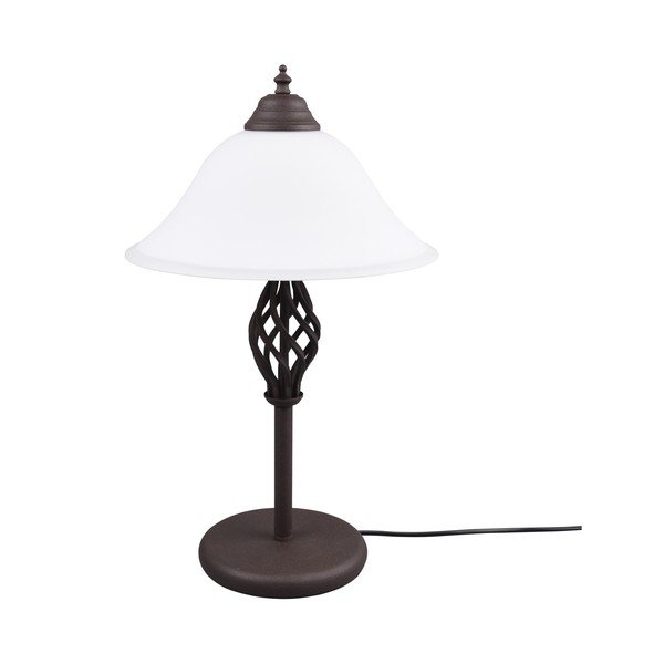 Tamno smeđa stolna lampa sa staklenim sjenilom (visina 50 cm) Rustica – Trio