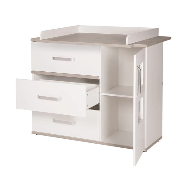 Bijela niska dječja komoda u dekoru brijesta s promjenjivim stolom 117x102 cm Moritz – Roba-image-2