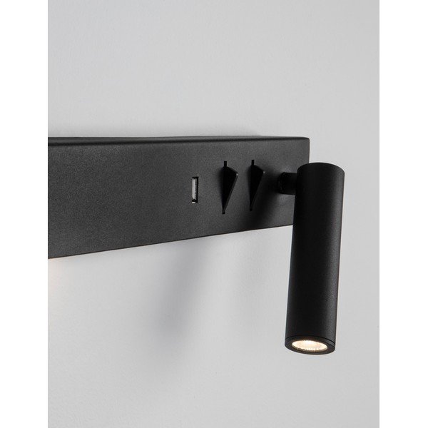 Mat crna metalna LED zidna lampa sa savitljivom konstrukcijom/s USB priključkom Vida – Nova Luce-image-1