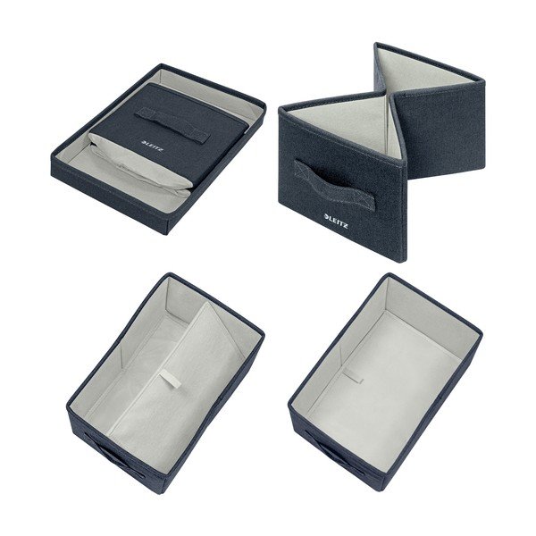 Tamno sive tekstilne kutije za pohranu u setu  2 kom s poklopcem 19x28.5x16 cm – Leitz-image-4