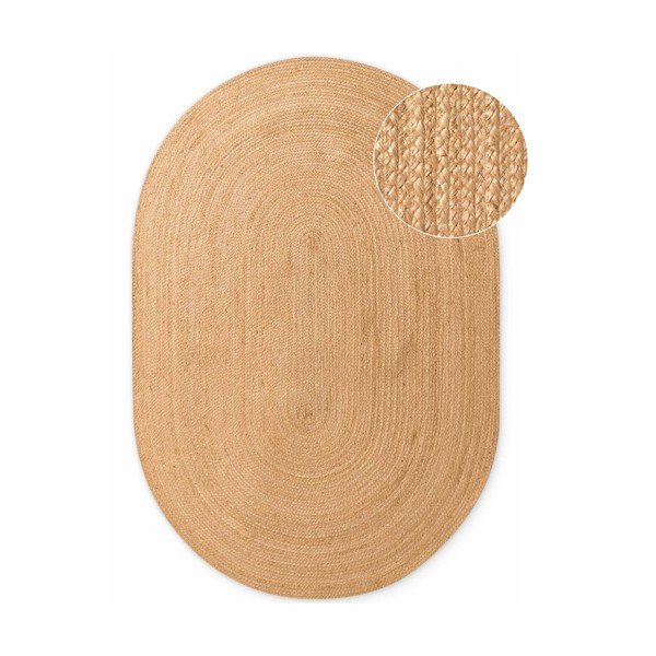 Obostrani/ručno rađen juten tepih u prirodnoj boji 160x230 cm Braided – Hanse Home