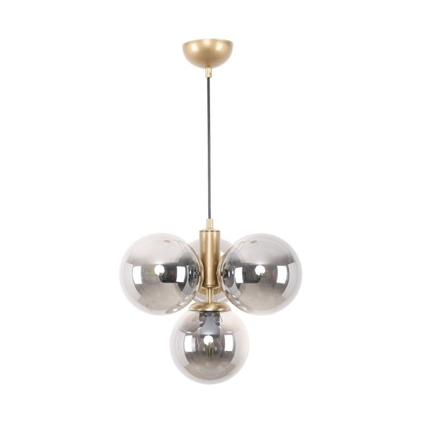 Siva/u zlatnoj boji viseća svjetiljka sa staklenim sjenilom ø 15 cm Hector – Squid Lighting