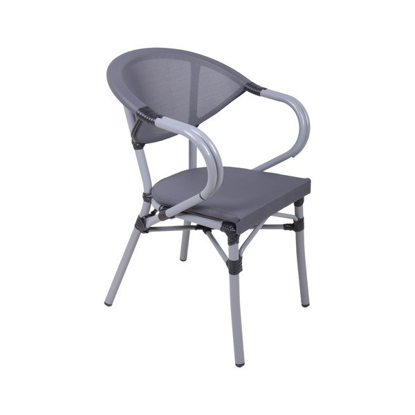 Siva metalna vrtna stolica Toskana – Garden Pleasure-image-1