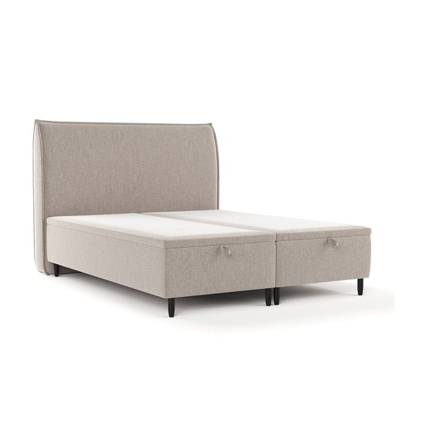 Sivi/bež tapecirani bračni krevet s prostorom za pohranu 200x200 cm Pearl – Maison de Rêve