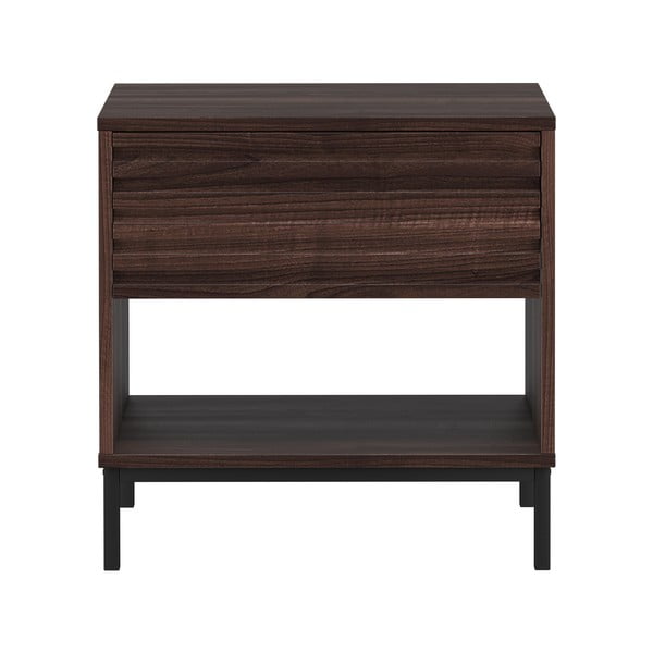 Tamno smeđi noćni ormarić s pločom stola u dekoru oraha Celine – Støraa