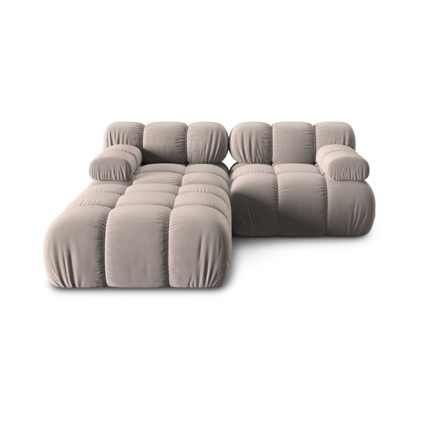 Svjetlo smeđa baršunasti kutna garnitura (promjenjiva) Bellis – Micadoni 