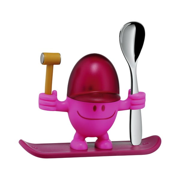 Crveno-ružičasti stalak za jaje sa žlicom WMF Cromargan® Mc Egg
