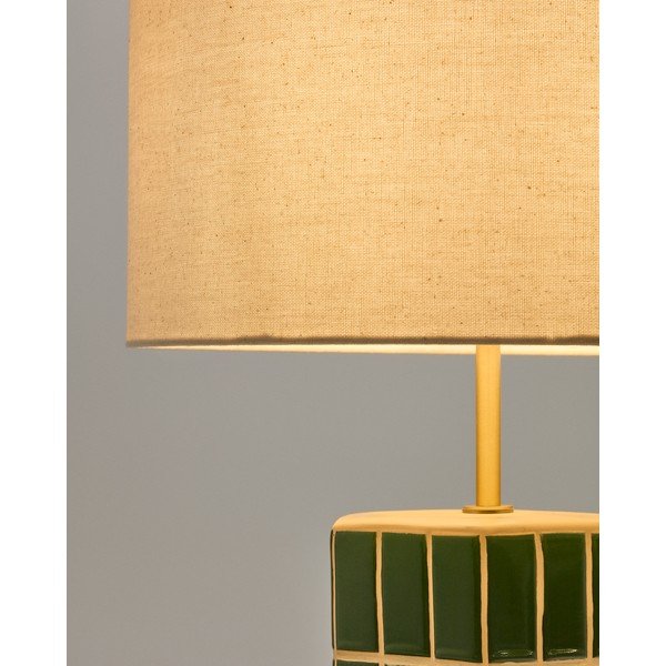 Zelena/krem stolna lampa s tekstilnim sjenilom (visina 61,5 cm) Rue – Kave Home-image-3