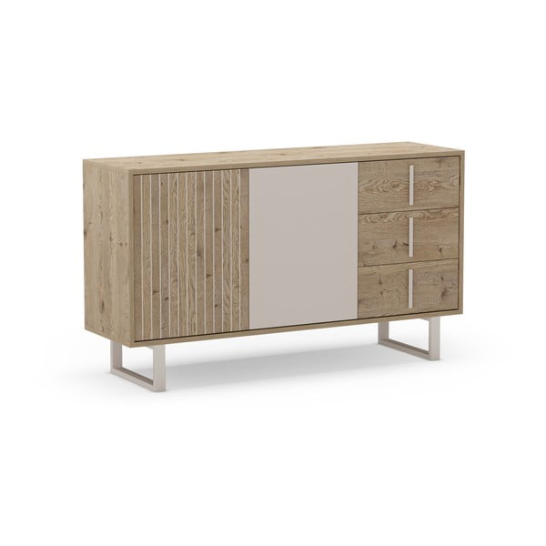 Siva/u prirodnoj boji niska komoda u dekoru hrasta 140x80 cm Millay – Marckeric-image-2