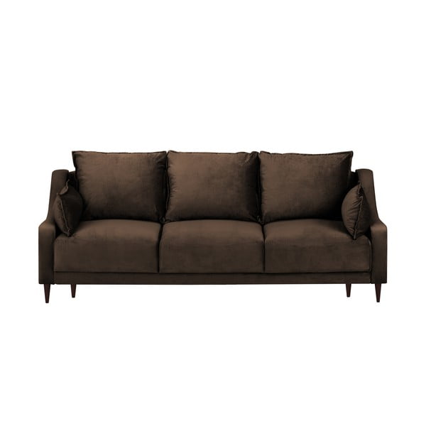 Smeđi baršunasti kauč na razvlačenje s prostorom za odlaganje Mazzini Sofas Freesia, 215 cm
