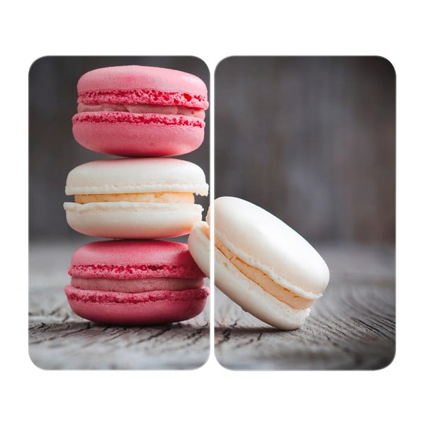 Set od 2 staklena poklopca za štednjak Wenkoo Macarons, 52 x 30 cm
