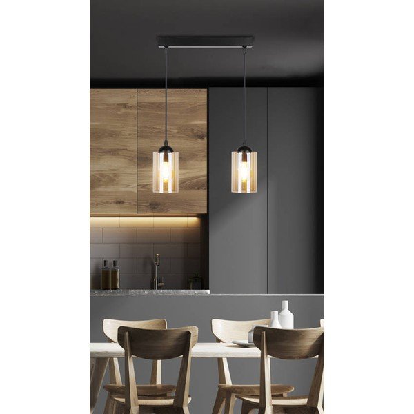 Crna visilica sa staklenim sjenilom 10x34 cm Bistro - Candellux Lighting-image-1